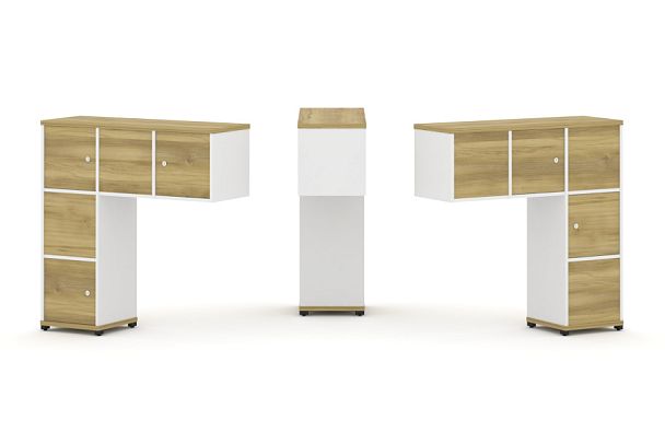 Concept Надставка низкая CN.DNN-007 Дуб Винченцо/Белый Бриллиант/Металл Черный 1099*365*1130 - Вид 1