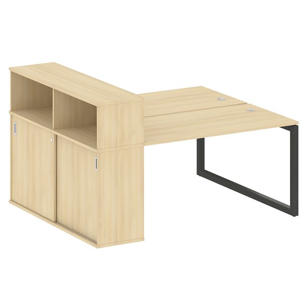 Metal System Quattro Р. ст. с шкафом-купе на О-образном м/к 50БО.РС-СШК-2.3 Т Акация/Антрацит металл 1810*1475*1098 - Вид 1