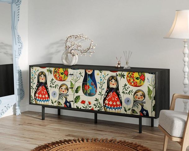 Комод с тремя дверками и тремя ящиками Emerson Матрешки арт EM07/Art04 - Вид 3