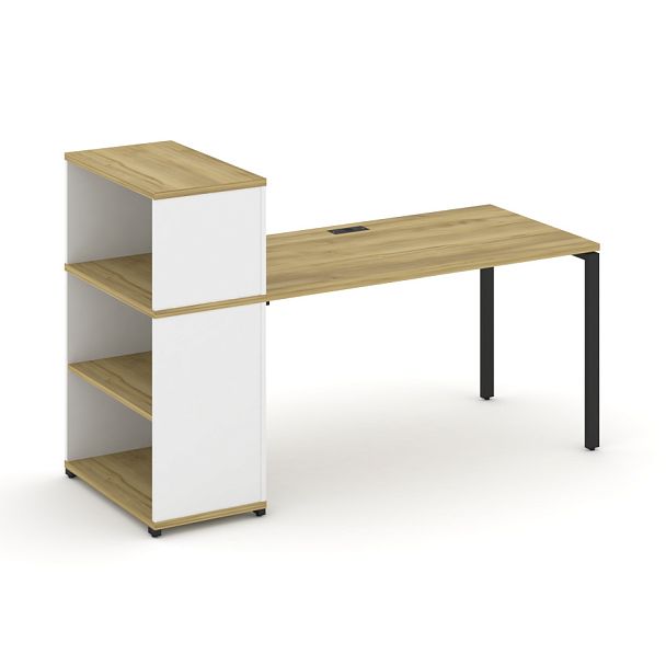 Concept Стол рабочий с опорным стеллажом с надставкой низ. CN.SP-211 Дуб Винченцо/Белый Бриллиант/Металл Черный 1800*720*1140 - Вид 1