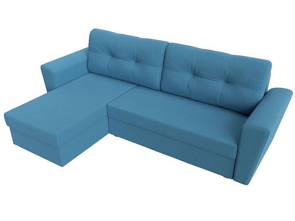 Диван угловой Амстердам Лайт левый угол Рогожка голубой - Вид 6