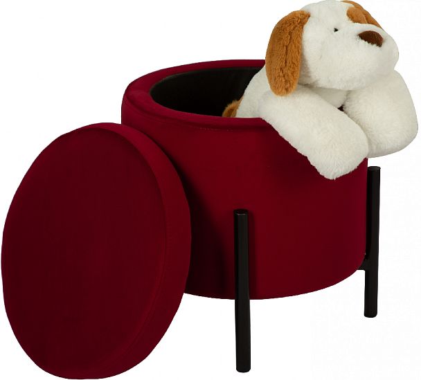 Пуф Кен с местом для хранения Бордовый велюр Confetti bordo/черный - Вид 3