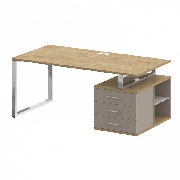 Стол с опорной тумбой "Shift" SK.SRT-180 тиквуд светлый/капучино - Вид 3