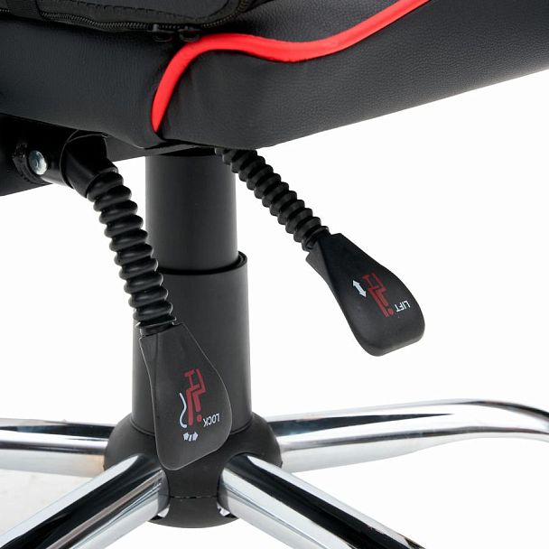 Кресло компьютерное CROMEX "Joker GM-125", две подушки, экокожа, черное/красное, 532954 - Вид 16