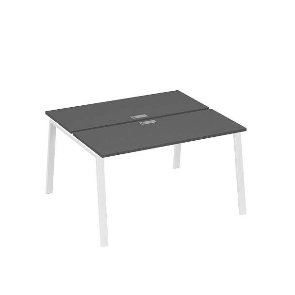 Станция 2х140 с опорами TRE офисная A4 А4 Б3 171  БП антрацит премиум / металлокаркас белый - Вид 1