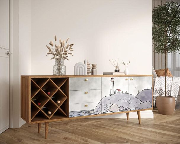 Комод Berber удлиненный с бутылочницей арт BB15/Print_51 - Вид 3