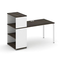 Concept Стол рабочий с опорным стеллажом с надставкой низ. CN.SP-210 Дуб Мали/Белый Бриллиант/Металл Белый 1600*720*1140 - Фото предпросмотра
