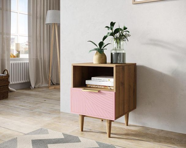 Тумбочка с нижним ящиком Line LN09/GR1/pink - Вид 3