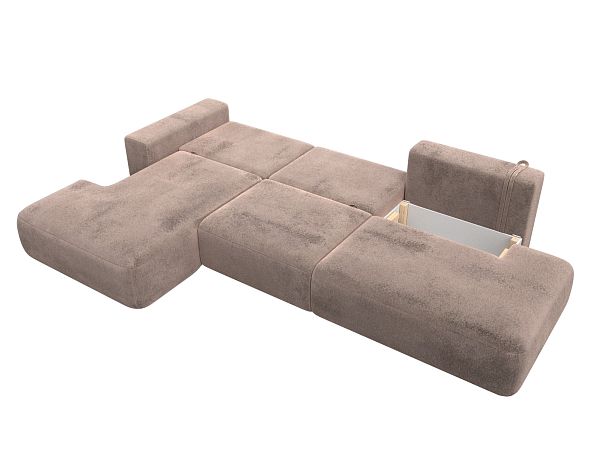Диван угловой Лига-036 НПБ Модерн Лонг левый угол Велюр бежевый - Вид 9