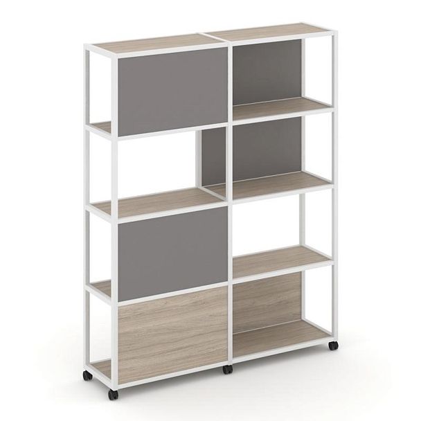 Shelf Mobile Стеллаж 5 уровней 2 секции VR.LT-STK-515.08 Дуб Аттик/Металл Белый/W-11 1570*400*2000 - Вид 1