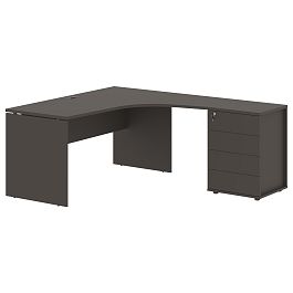 Стол эргономичный с тумбой EDCET 1518(R) Мокко/Мокко 1560х1880х750 EDIS - Фото предпросмотра
