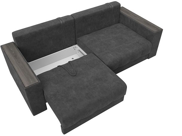 Диван прямой с декором Лига-049 НПБ Велюр серый - Вид 7