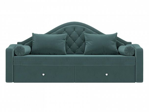 Прямой диван софа Сойер (полностью велюр бирюзовый) - Вид 2