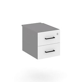 Стайл Проджект Тумба с двумя ящиками SN.TP-033 Серый Пепел/Белый/Черный Ручки 343*607*356 - Фото предпросмотра