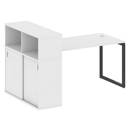 Metal System Quattro Стол письменный с шкафом-купе на О-образном м/к 40БО.РС-СШК-3.3 Т Белый/Антрацит металл 1810*1120*1098 - Фото предпросмотра