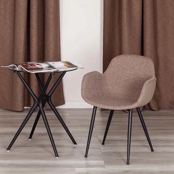 Кресло Валентино/Valentino (мод.PC45-2), металл/экокожа/ткань, Brown (коричневый)/чёрный - Вид 9