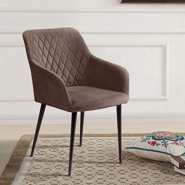 Стул с подлокотниками Robert, бархат коричневый 12 - Вид 13