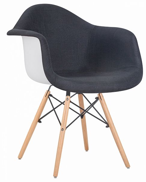 Стул обеденный DOBRIN DAW ROSS (ножки светлый бук, сиденье 012 белый пластик, чёрная ткань) - Вид 1