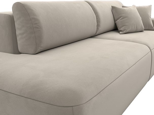 Диван прямой Лига-036 Модерн подлокотник справа Микровельвет бежевый - Вид 3