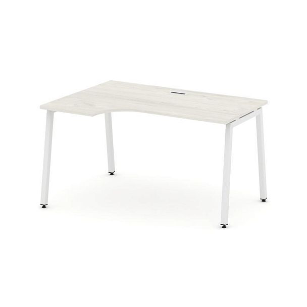 Стайл Проджект Стол рабочий эргоном. SN-4A.SPA-002(L) Дуб Наварра/Металл Белый 1580*600/980*750 - Вид 1