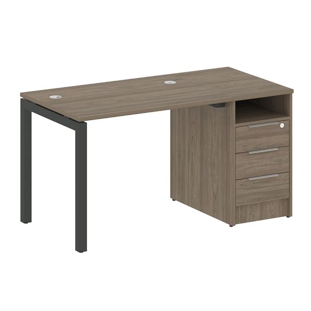 Metal System Quattro Р. ст. с тумбой на П-образном м/к 50БП.РС-СТП-1.1 Вяз/Антрацит металл 1412*720*750 - Вид 1