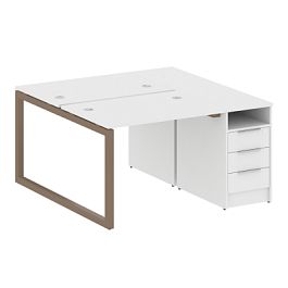 Metal System Quattro Р. ст. с тумбой на О-образном м/к 50БО.РС-СТП-2.1 Белый/Мокко металл 1412*1475*750 - Фото предпросмотра