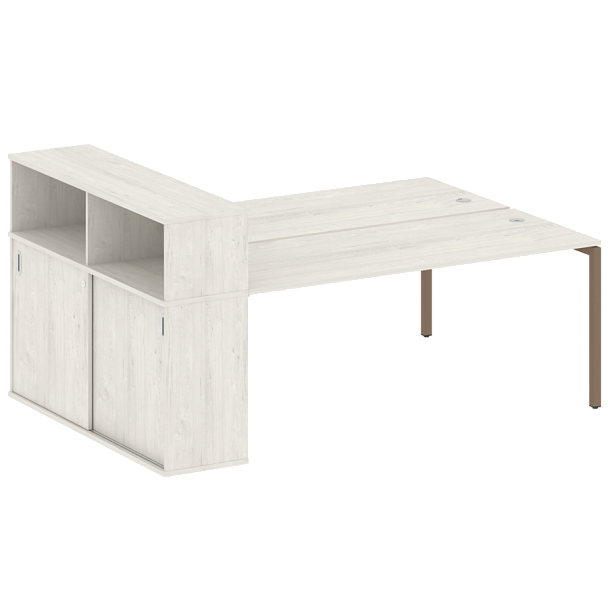 Metal System Quattro Р. ст. с шкафом-купе на П-образном м/к 40БП.РС-СШК-2.5 Т Дуб наварра/Мокко металл 2210*1475*1098 - Вид 1