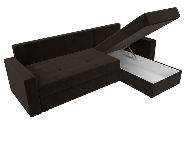 Диван угловой Верона Лайт угол правый (полностью вмикровельвет коричневый) - Вид 9
