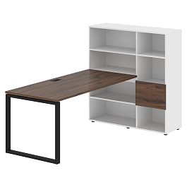 Стол-стеллаж EQRST 1217 Дуб Денвер тёмный/Черный/Белый 2190х1250х1355 EDIS - Фото предпросмотра