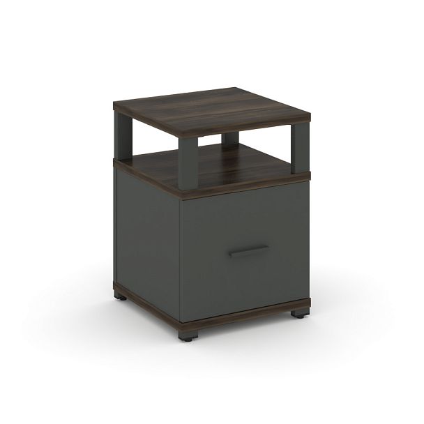 Concept Тумба приставная 1 распаш. фасад с надставкой CN.TUP-006 W Дуб Мали/Антрацит/Металл Антрацит 420*420*750 - Вид 1