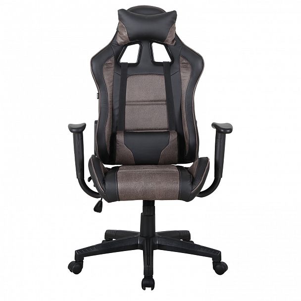 Кресло компьютерное BRABIX "GT Racer GM-100", две подушки, ткань, экокожа, черное/коричневое, 531819 - Вид 6