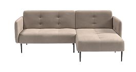 Monaco диван-кровать с шезлонгом, с подлокотниками, бархат пепельно-бежевый 25 - Фото предпросмотра