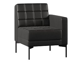 Модуль Everprof Delta с подлокотником одноместный левый Металл Черный Экокожа Черный - Фото предпросмотра