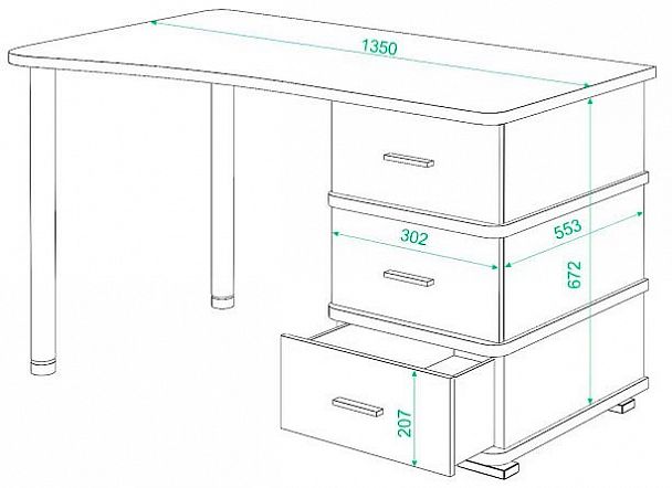 Стол письменный СД-35 Карамель/Шамони левый - Вид 2