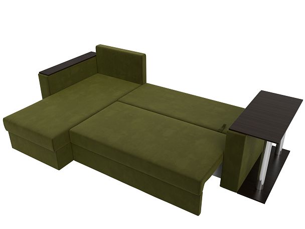 Угловой диван Атланта Лайт левый (полностью микровельвет зеленый) - Вид 8