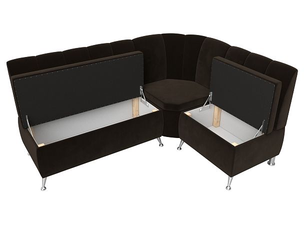 Кухонный угловой диван Кантри правый (полностью микровельвет коричневый) - Вид 5