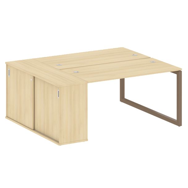 Metal System Quattro Р. ст. с шкафом-купе на О-образном м/к 50БО.РС-СШК-1.3 Т Акация/Мокко металл 1810*1475*750 - Вид 1