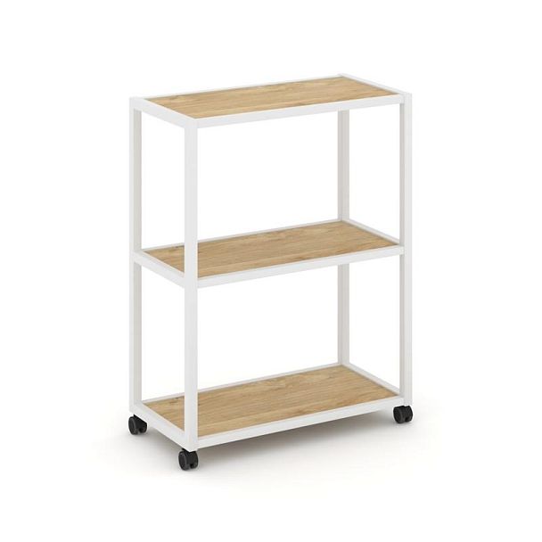 Shelf Mobile Стеллаж 3 уровня 1 секция VR.LT-STK-301.12 Тиквуд Светлый/Металл Белый 1200*400*1046 - Вид 1