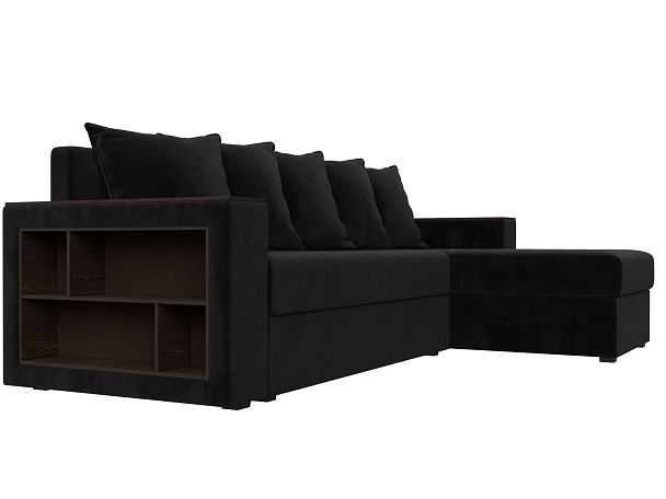 Диван угловой Дубай Лайт угол правый (полностью велюр черный) - Вид 3