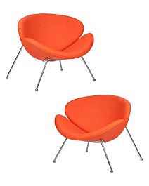 Набор 2 шт Кресло дизайнерское DOBRIN EMILY (оранжевая ткань AF, хромированная сталь) - Фото предпросмотра
