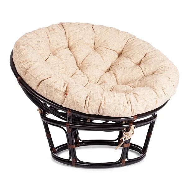 Кресло Папасан/Papasan (23/01 W) /с подушкой и ремешками/Antique brown (античный черно-коричневый) - Вид 1