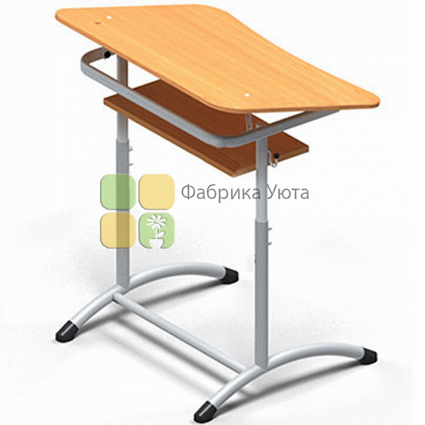 Парта одноместная ЭКСТРА (Р) с полкой и угл. накл. стол, рег.  (1-3 гр) - Вид 1