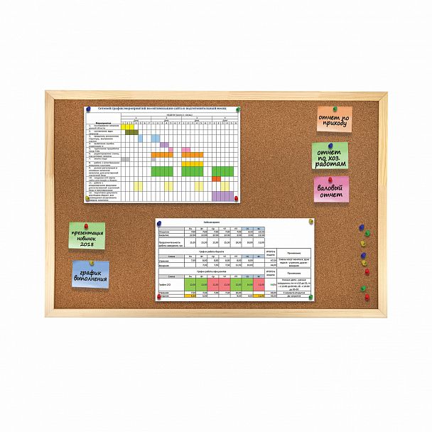 Доска пробковая для объявлений 60х90 см, деревянная рамка, ГАРАНТИЯ 10 ЛЕТ, РОССИЯ, BRAUBERG, 236860 - Вид 4