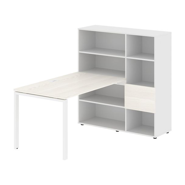 Стол-стеллаж EURST 1213 Ясень Траун/Белый/Белый 1790х1250х1355 EDIS - Вид 1