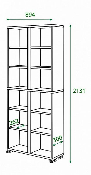 Шкаф книжный Домино ПУ-30-3 Карамель - Вид 2