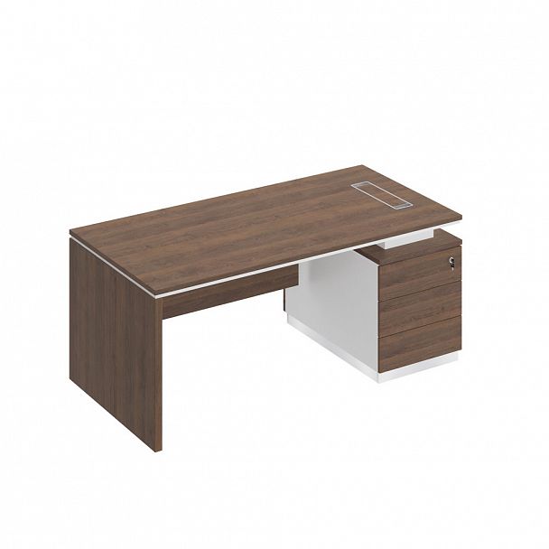 Стол руководителя (опора ДСП) на опорной тумбе (левый/правый) "City" СИ 109 дуб гладстоун/белый премиум/дуб гладстоун - Вид 1