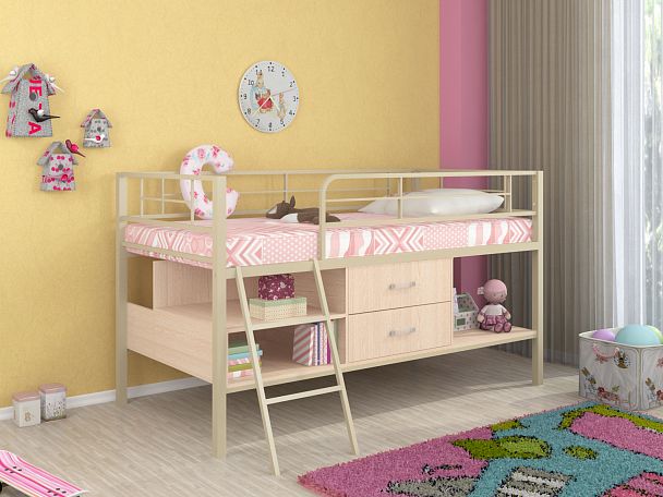 Кровать-чердак "Севилья мини-Я" слоновая кость - Вид 1