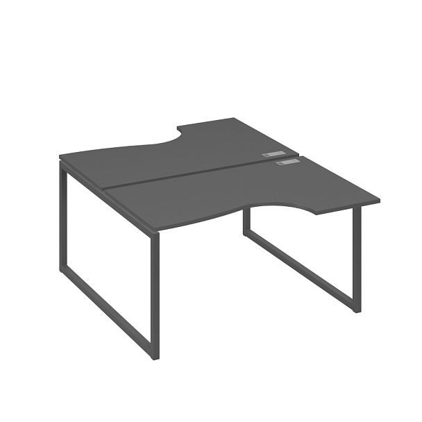 Рабочая станция каркас QUATTRO (2х140) столы Классика A4 А4 Б4 184 БП антрацит премиум / металлокаркас антрацит - Вид 1