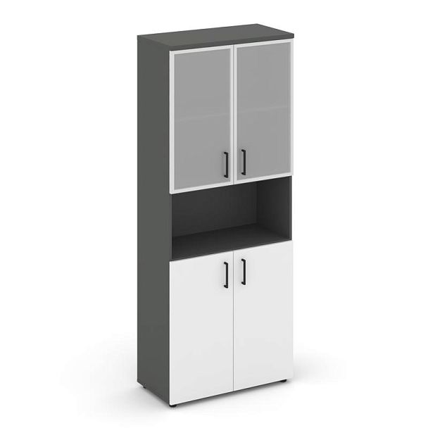 Style Project Шкаф высокий широкий SN.STS.E-106 Антрацит/Антрацит/Белый/Черный Ручки 796*400*1982 - Вид 1