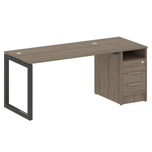 Metal System Quattro Р. ст. с тумбой на О-образном м/к 50БО.РС-СТП-1.3 Вяз/Антрацит металл 1812*720*750 - Вид 1